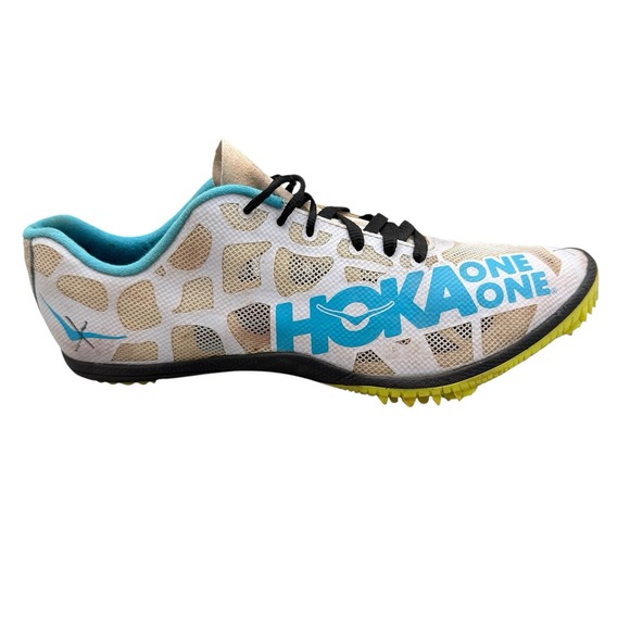 HOKA One One Rocket MD Mens 10 US White Blue Track Running Racing Spikes Shoes - Picture 1 of 11